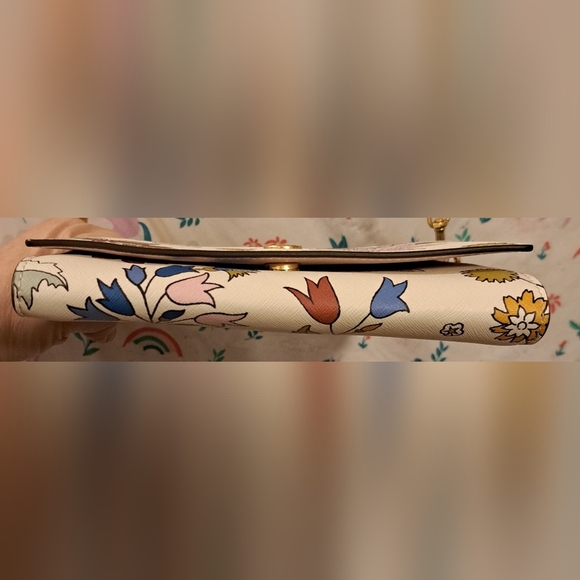 NWOT Tory Burch Robinson White Floral Saffiano Leather Boho Crossbody Purse Bag - Picture 6 of 16